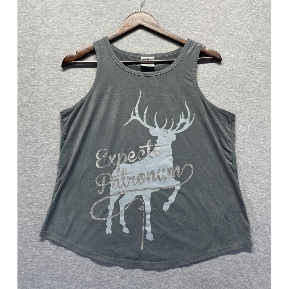 Harry Potter Tank Top Womens Medium Gray Graphic Stag Expecto Patronum Stretch